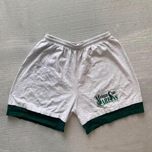Vintage Michigan State Spartans Gray and Green Athletic Shorts